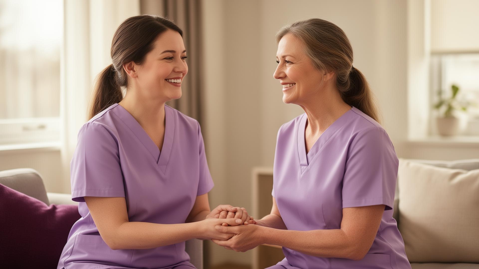 Paloma Support Limited worker holding a client's hand